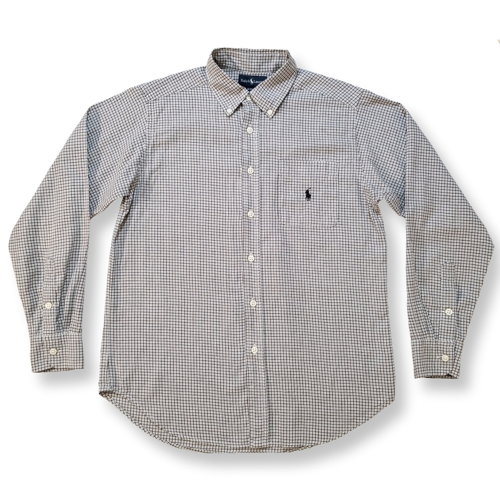 Boy's Polo Ralph Lauren Plaid Long Sleeve Button Down Cotton Shirt • Med (10-12)